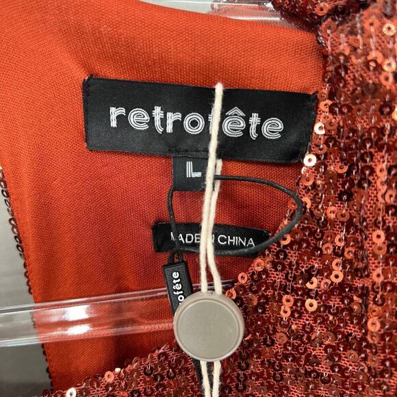 52. Retrofete Flynn Ruched Sequined Mini Dress Womens Large Party Clubbing - Picture 6 of 8